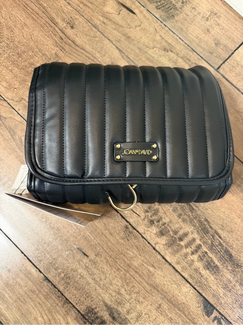 Joan & David NWT Black Quilted Hanging Toiletry Cosmetic Travel Case NWT